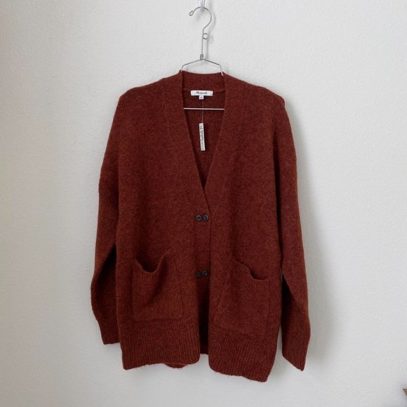NWT Madewell Allston Double Button Cardigan Sweater in Cranberry Size Small - Picture 6 of 14
